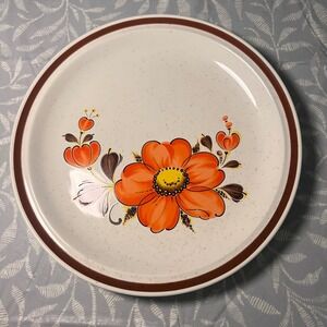 Vintage Valencia Stoneware Dinner Plate Orange Floral Made in Japan 10.5 Inch